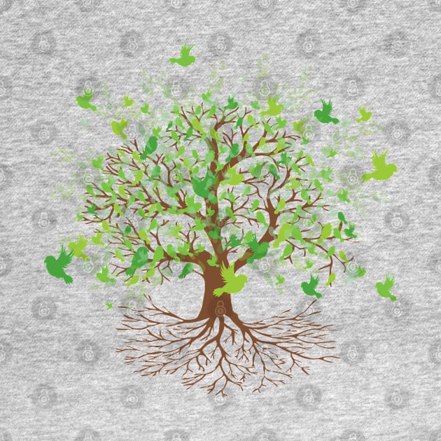 Tree of life green birds version by Bwiselizzy